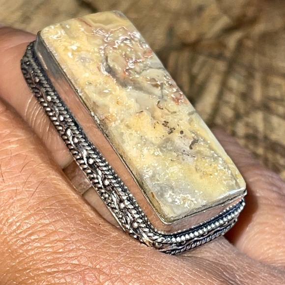 handmade & handcrafted gemstone jewelry Jewelry - Large Crazy Lace Agate Ring 6 1/2